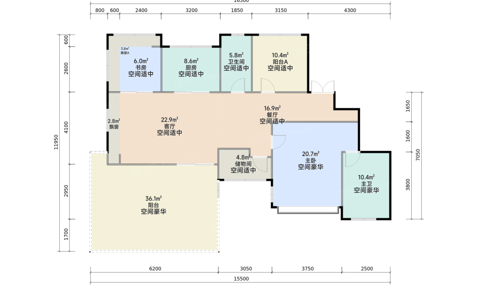 建面143平户型 四房两厅两卫