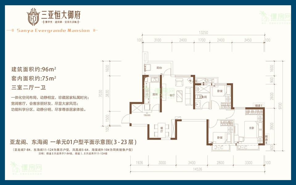 建面96平户型图