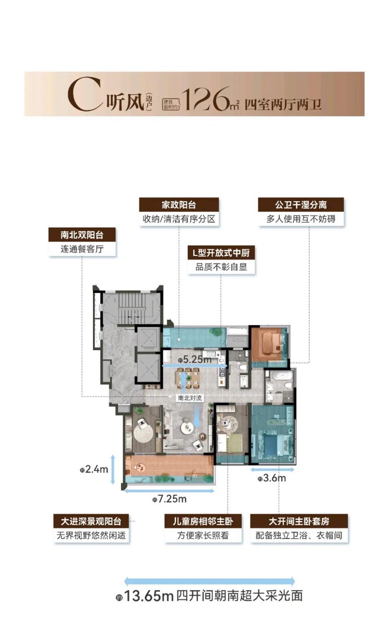 C户型 三房两厅两卫
